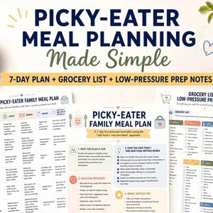 Picky Eater Meal Plan Printable, 7 Day Family Menu, Grocery List, Sensory Friendly Feeding Resource