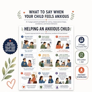 Child Anxiety Parent Guide, Practical Scripts, Coping Tools & Calm Response Plan Printable PDF