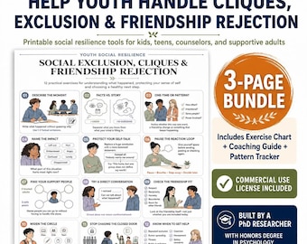PDF sobre estrategias para afrontar el rechazo en las amistades, guía de apoyo para adolescentes, padres y consejeros sobre exclusión social y grupos cerrados.