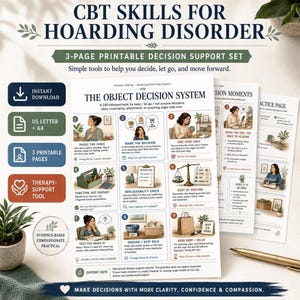 Hoarding Disorder Worksheets for CBT-Informed Decluttering Decisions, Discarding Practice & Acquiring Urges Printable PDF