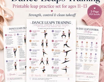 Dance Leaps Training Printable, Competition Dancer Conditioning Chart, Leap Control Challenge, Dance Teacher PDF Ages 11-13