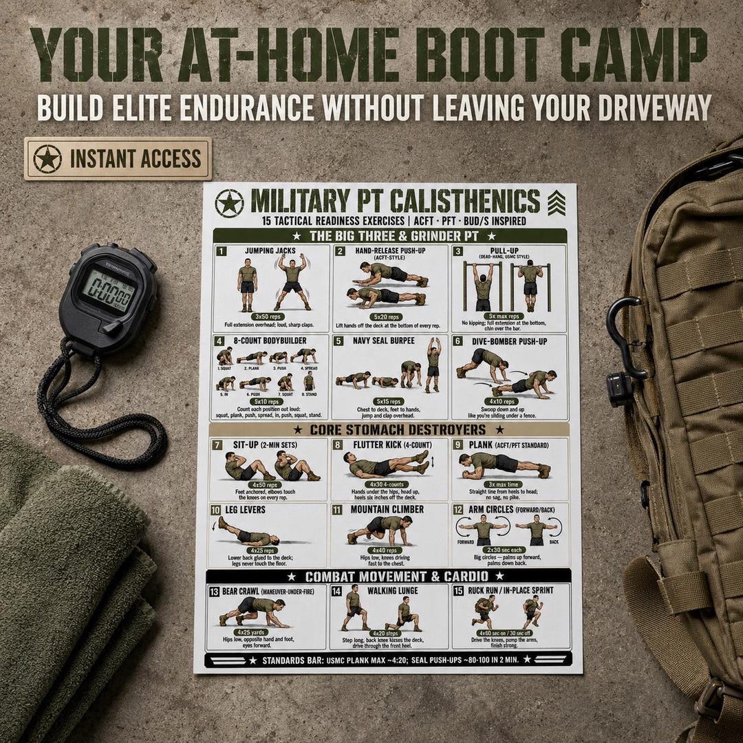 Military Calisthenics Workout Chart Printable, Tactical Fitness ...