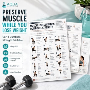 GLP-1 Workout Chart, Dumbbell Strength Guide for Full Body Exercise PDF