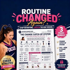 Cheer Routine Printable, 8-Count Change Tracker, Choreography Memory Worksheet for Athletes PDF