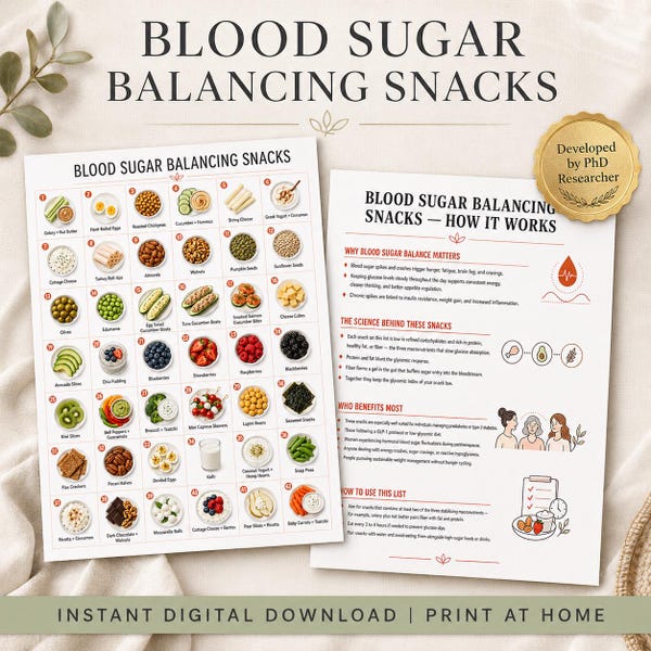 Diabetic-Friendly Snack List | Blood Sugar Balancing Food Guide | Low Carb High Protein Snacks for Type 2 Diabetes, Glycemic Control