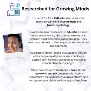 An informational text graphic introducing the creator alongside a small portrait photo and a badge icon.