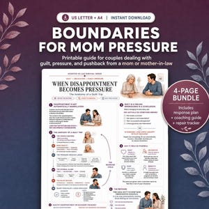 Guilt Trip Worksheet PDF, Mother in Law Boundaries Toolkit, Couple Alignment Scripts, Family Pressure Tracker