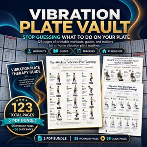 Vibration Plate Workout Collection, Beginner Exercises, Women and Senior Routines, Lymphatic Drainage, Printable PDF Bundle
