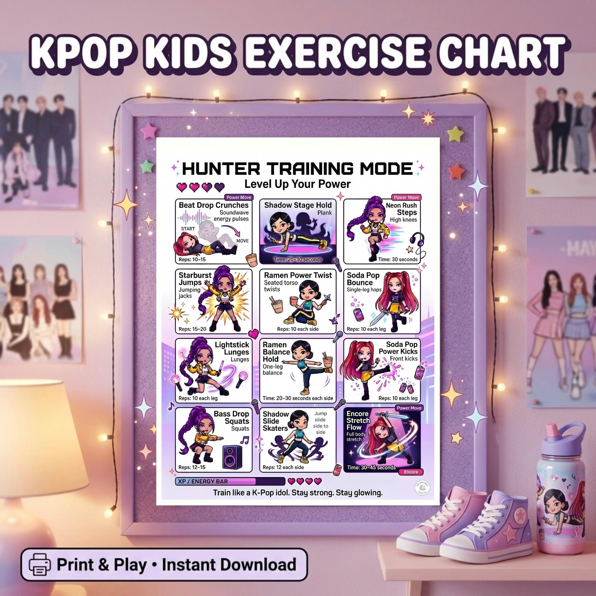 Kids Exercise Bundle, Fun Workout Chart & Fitness Planner, Homeschool ...