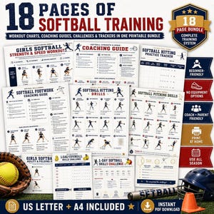Girls Softball Drills Printable PDF, Fastpitch Workout for Youth Players