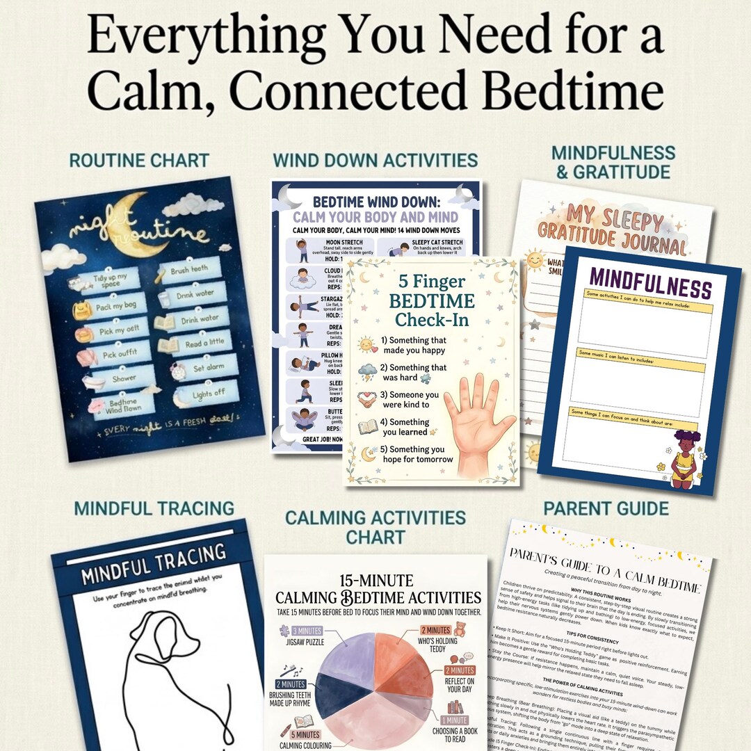 Kids Bedtime Routine Chart Printable, Visual Schedule for Toddlers ...