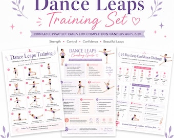 Dance Leaps Training Printable for Competition Dancers Ages 7-10, Kids Leap Practice Chart & Coaching Guide