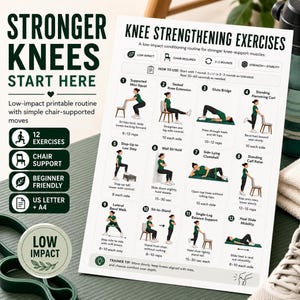 Knee Exercises PDF, Low Impact Strengthening Routine with Chair Support