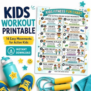 Kinder Workout & Gehirnpause zum Ausdrucken, Indoor-Übungsaktivitäten, ADHS-Energiefreisetzung, Bewegungspausen im Klassenzimmer, Fitness-Spaß für Heim-PE