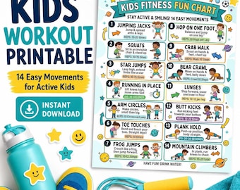 Kids Workout & Brain Break Printable, Indoor Exercise Activities, ADHD Energy Release, Classroom Movement Breaks, Fitness Fun for Home PE