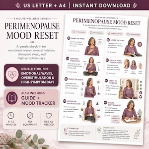 Perimenopause Mood Reset Printable, Hormone Symptom Log and Midlife Wellness Tracker PDF