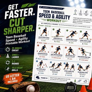 Baseball Drills for Teen Speed & Agility, Printable Workout Guide for Athletes