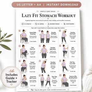 Lazy Fit Bauchmuskeltraining (PDF zum Ausdrucken), sanfte Core-Übungen im Sitzen, gelenkschonendes Bauchmuskeltraining für Anfänger