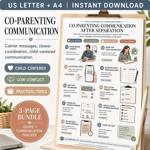Co-Parenting Communication Printable, Child-Centered Separation Guide, Low-Conflict Message Exercises, Weekly Schedule Tracker PDF