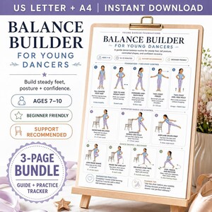若いダンサーのためのバランスビルダー、子供向けダンスバランスエクササイズPDF、バレエの安定性練習、初心者向けコーディネーションルーティン、対象年齢7～10歳