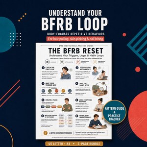 BFRB Habit Reversal Worksheet, Hair Pulling Skin Picking Tracker, Body Focused Repetitive Behavior Printable PDF, Urge Pattern Guide