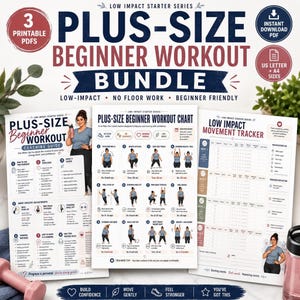 Plus Size Workout Chart PDF, Beginner-Friendly Low Impact Fitness Plan for Weight loss