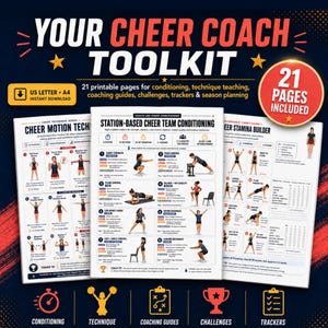 Cheerleading-Trainer-Paket, Trainingssystem, Konditionstraining, Bewegungsabläufe, Sprünge, Showmanship & Saison-Tracker (PDF)