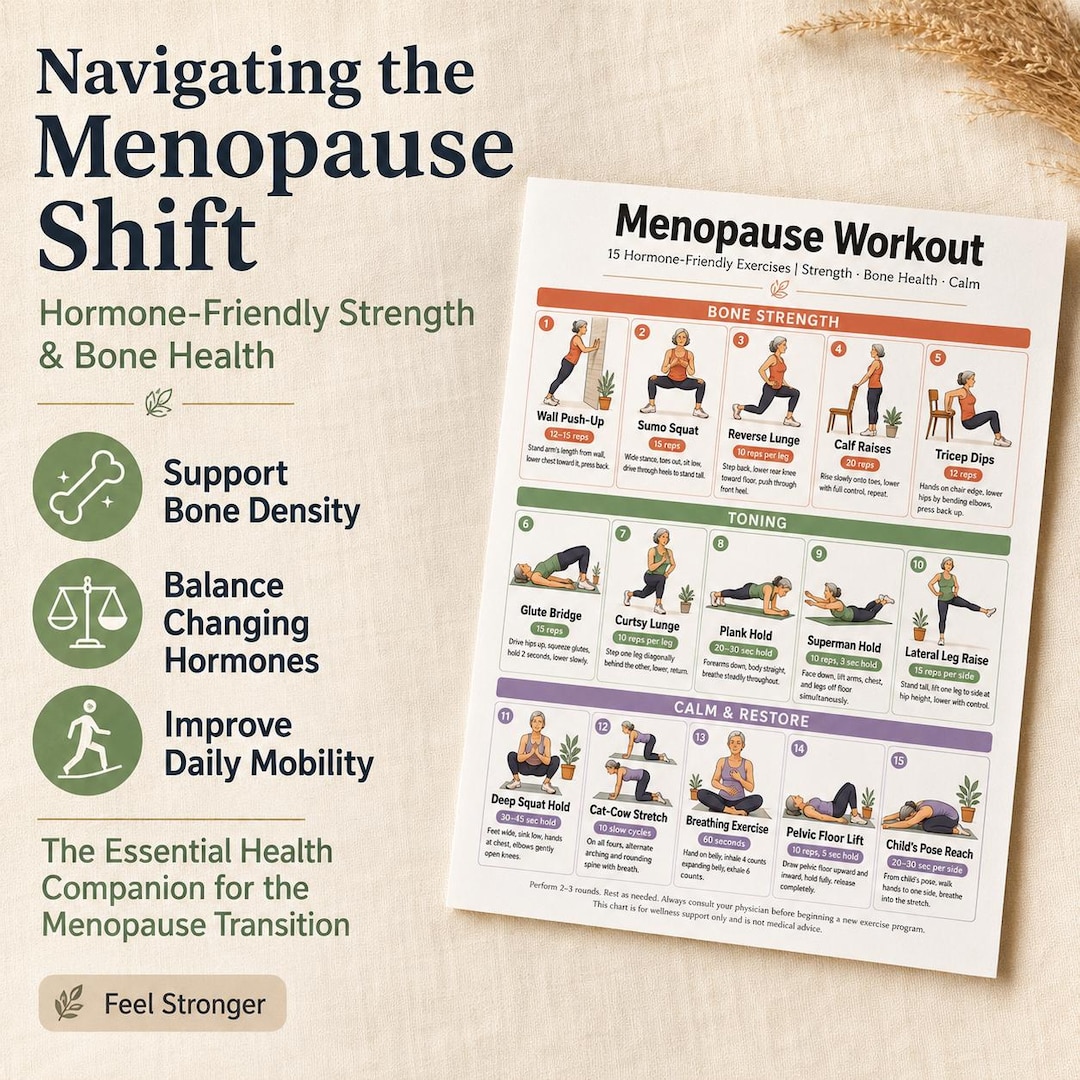 Tabla de ejercicios para la menopausia en PDF, guía de fitness para el ...