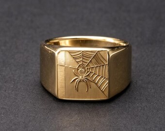 Starożytny chiński pierścień szczęścia z pająkiem, 18-karatowe złoto, damska obrączka w kształcie kropli