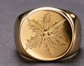 18K Gold Holly Ring - Harry Potter Wand Magic