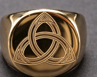 14K Gold Triquetra Ring Celtic Trinity Knot