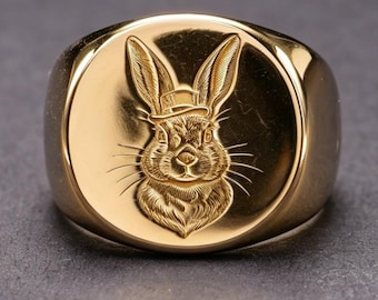 14K Gold Hare Ring Tortoise and Hare Story