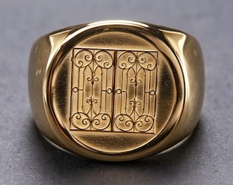 Vintage Iron Claddagh Ring 14K Gold Plated Stackable Band