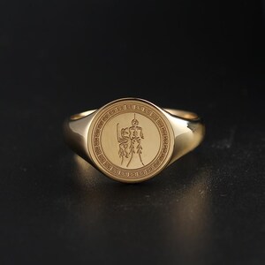 18K Gold Personalized Seal Ring with Classical Chinese Seal Script - Light Luxury Daily Wear
