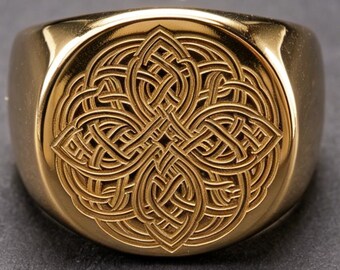 14K Gold Celtic Interlace Ring Inspired by Arthurian Legend