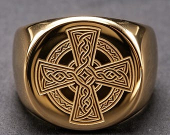 14K Gold Celtic Cross Ring - Saint Patrick Belonging