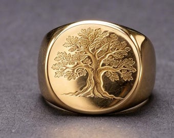 18K Gold Oak Ring – Royal Oak Symbol of Britain