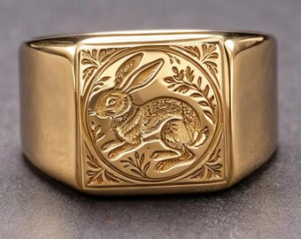 14K Gold Hare Ring England Folk Symbol Belonging Story