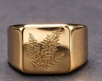 18K Gold Heather Ring Scottish Heather Blossom