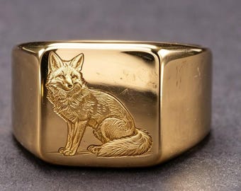 18K Gold Fox Ring - English Red Fox from The Little Prince