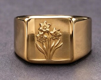 Daffodil Welsh National Flower 18K Gold Ring
