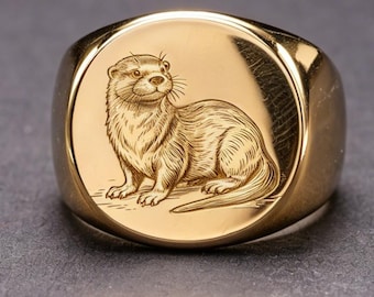 14K Gold British Otter Ring - Wind in the Willows