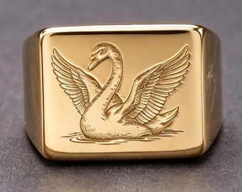 18K Gold Royal White Swan Ring