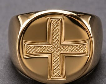 14K Gold Ring St George Cross England Patron Saint