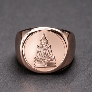 18K Gold Thepphanom Devata Ring Guardian Amulet Unisex