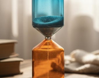 Zweifarbige Glas Sanduhr, Kreative Sanduhr, Kinder Geschenk, Geburtstagsgeschenk, Moderne Kunst Glas Skulptur, Wohnkultur
