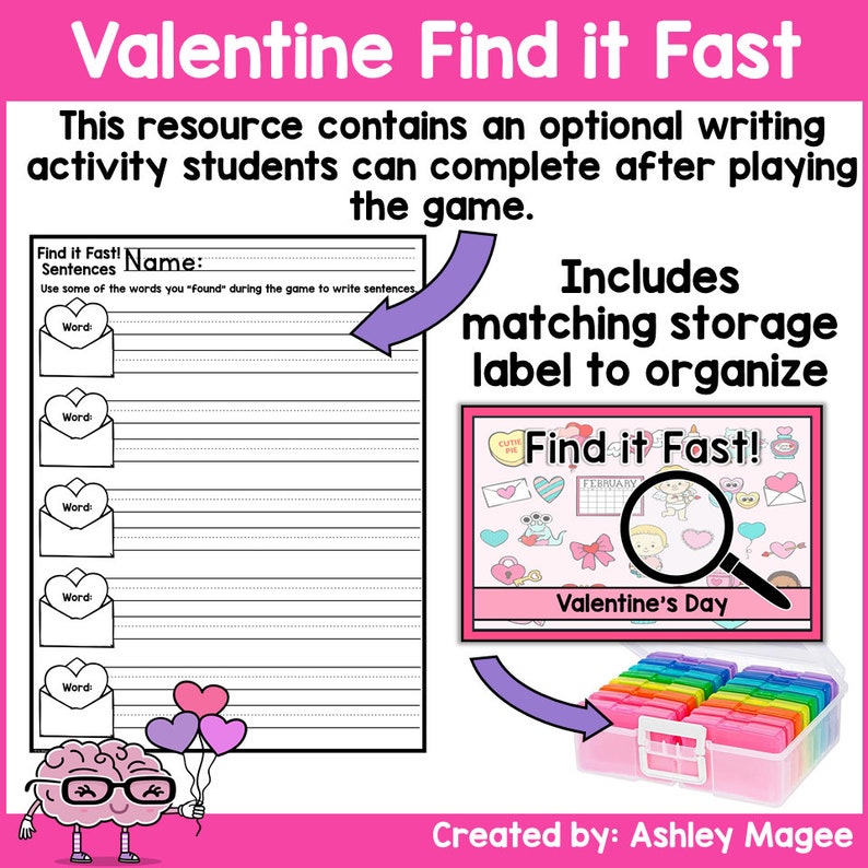 Valentine's Day Find It Fast Card Game Printable Holiday Morning Basket ...
