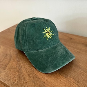Basecap Dad Cap Retro Stil Grün Washed Sonne Sun Embroided