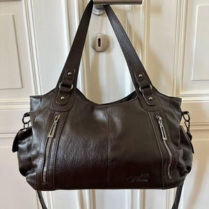 Vintage Schultertasche | Große Shopper Tasche mit Reißverschluss | Elegante Handtasche mit Umhängegurt | Alltag & Büro
