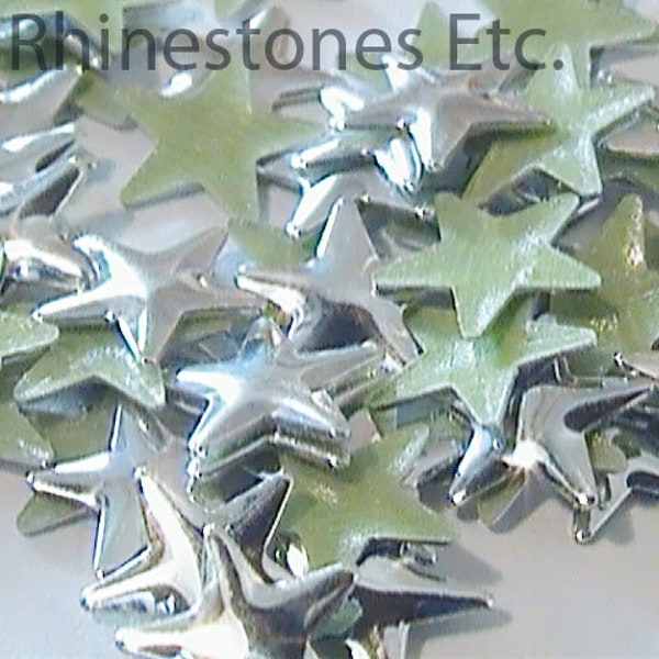 Silver Stars 8mm Hot fix metal trim 50 pieces